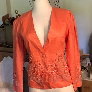 🌼JACKET- BEAUTIFUL BEADED Detail Sleeves & Hem Sz 8